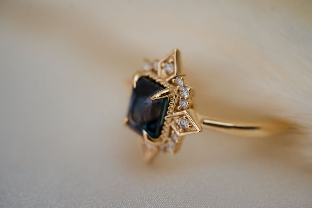 2.04 Ct Navy Blue Radiant Sapphire Ring