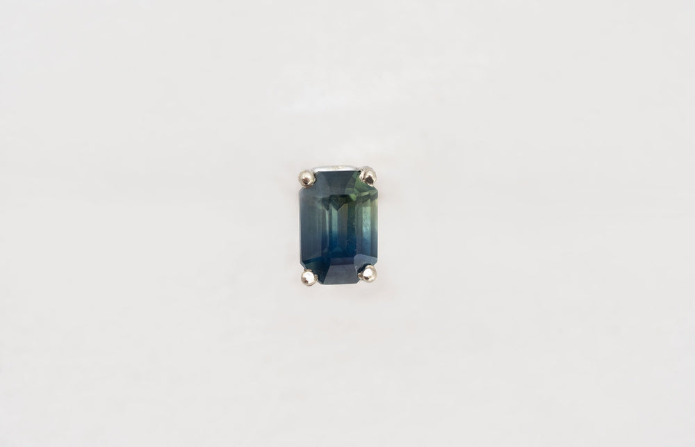 Parti Sapphire Emerald Cut Single Stud Earring - Lavender Creek Gems 