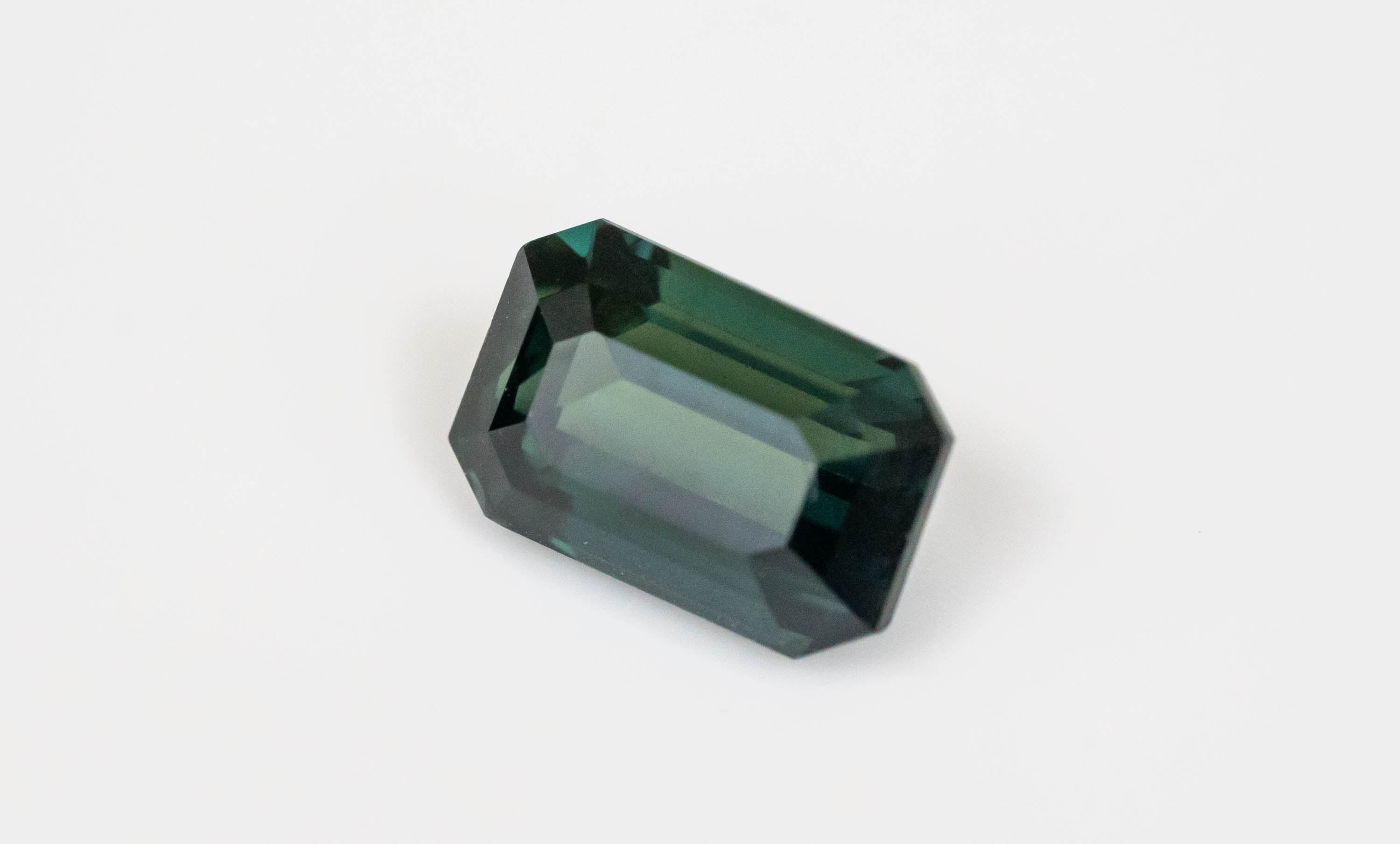2.55 CT Green Blue Emerald Cut Sapphire