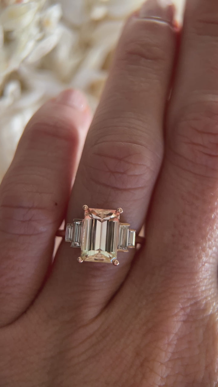 The Solara 3.15 CT Bi Color Peach Tourmaline Ring
