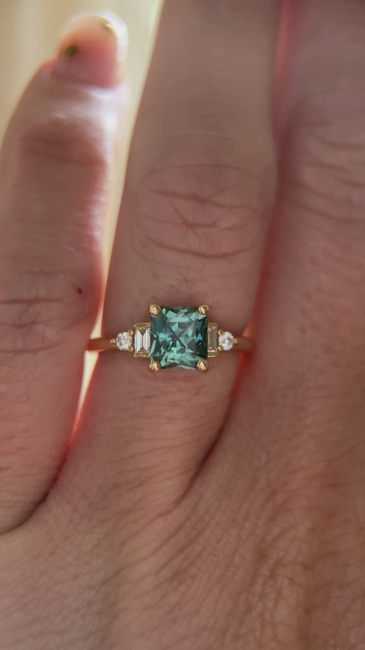 The Genevieve 1.65 CT Teal Blue Sapphire Ring